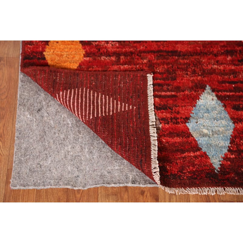 Red Moroccan Oriental Area Rug Handmade Tribal Wool Carpet - 8'4" x 9'10"