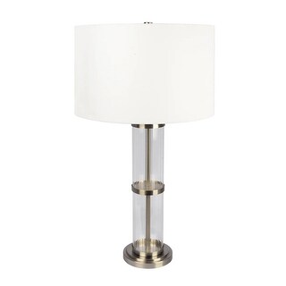 Brushed Nickel Table Lamp with On/Off Switch Clear Glass Body Metal ...