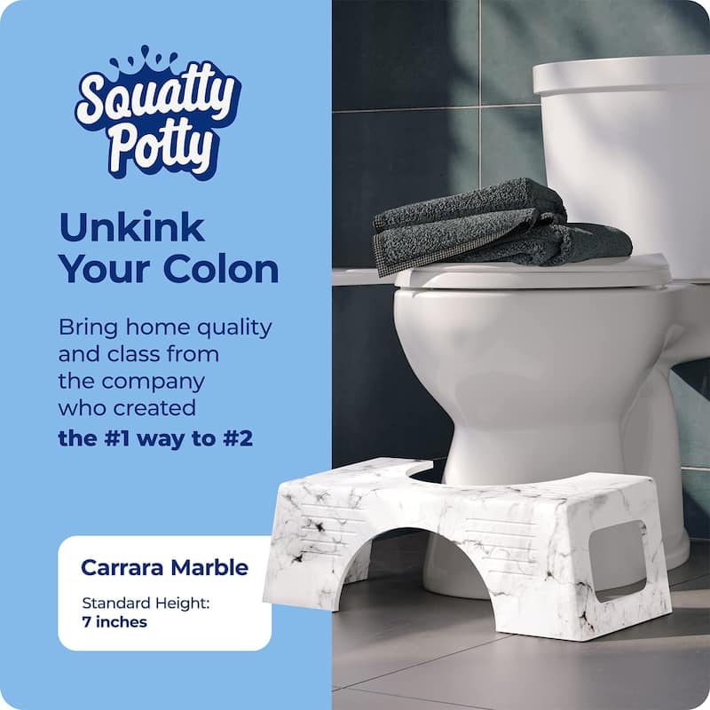 Squatty Potty Carrara Marble Toilet Stool, Gray, 7 Inch Height Poop Step Stool for Bathroom - Gray