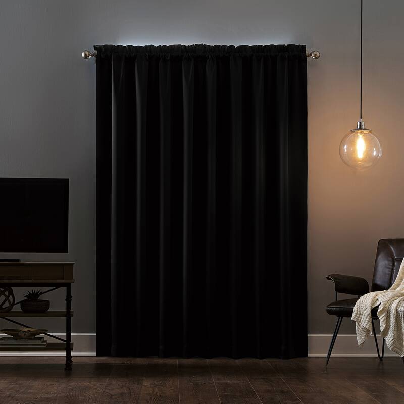 Sun Zero Oslo Home Theater 100% Blackout Rod Pocket Curtain Panel, Single Panel