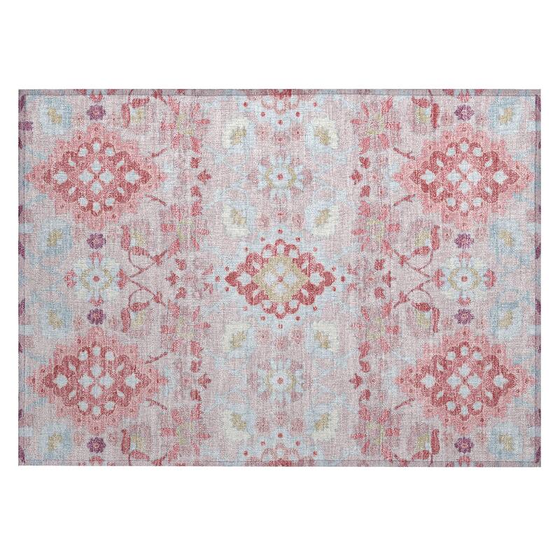 Machine Washable Indoor/ Outdoor Boho Traditional Chantille Rug