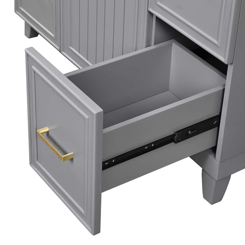Roomfitters 36" Bathroom Vanity with Ceramic Sink, Solid Wood Frame, Soft Close Doors and 3 Drawers