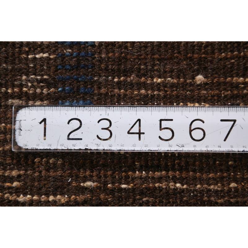 Brown Geometric Moroccan Area Rug Hand-Knotted Wool Carpet - 6'10" x 9'10"