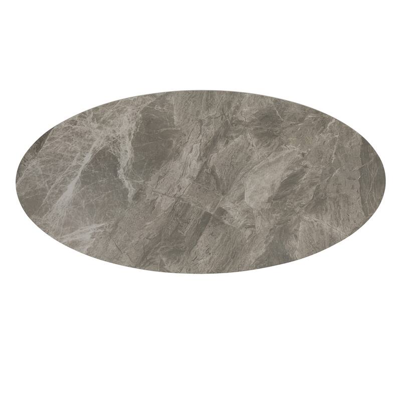 Jurmala Glossy Sintered Stone with Grey Metal Base Tables by iNSPIRE Q Modern