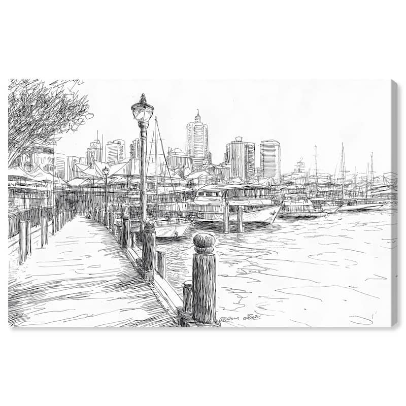 Harbour City Ink Canvas by Art Remedy, Gallery Wrapped - 36" x 24"