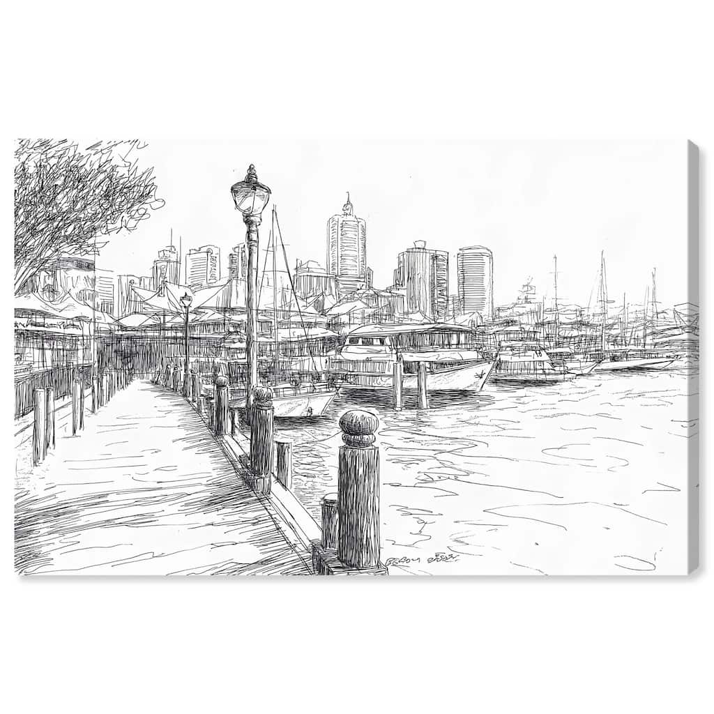 Harbour City Ink Canvas by Art Remedy, Gallery Wrapped