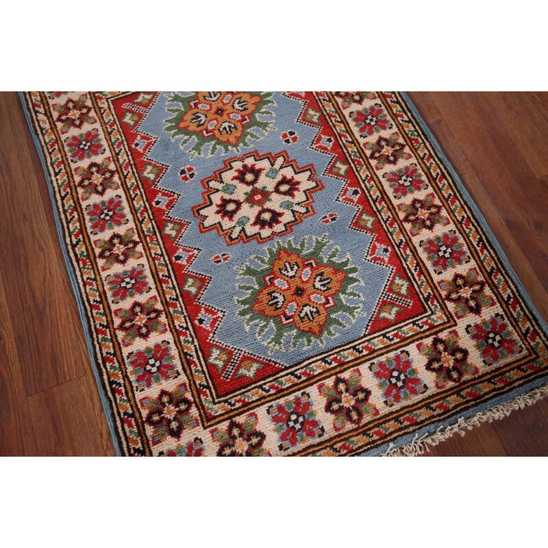 Blue Kazak Oriental Foyer Rug Handmade Wool Carpet - 2'0" x 2'9"