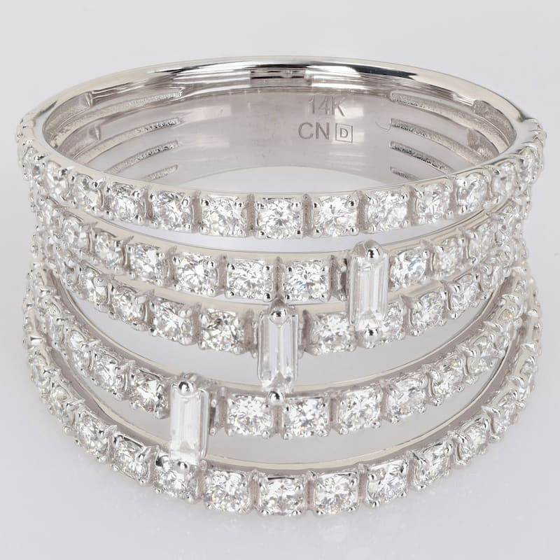 Miadora 2ct TDW Parallel Baguette-Cut Diamond Split Shank Ring in 14k White Gold