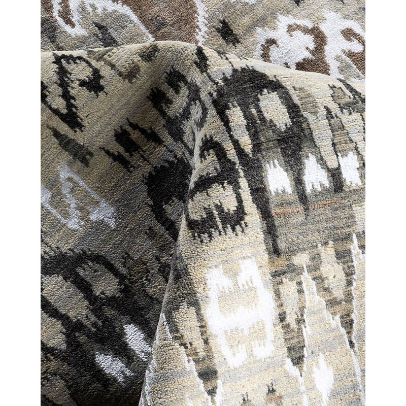 Ikat One-of-a-Kind Hand-Knotted Area Rug, Multicolor - 8' 10" x 12' 1"