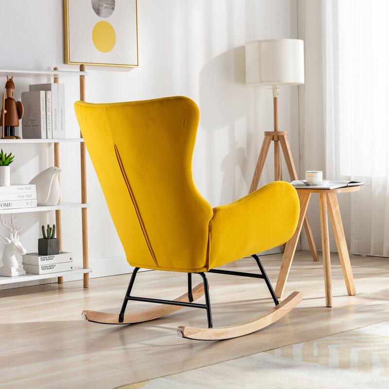 Rocking Chair With High Backrest And Armrests