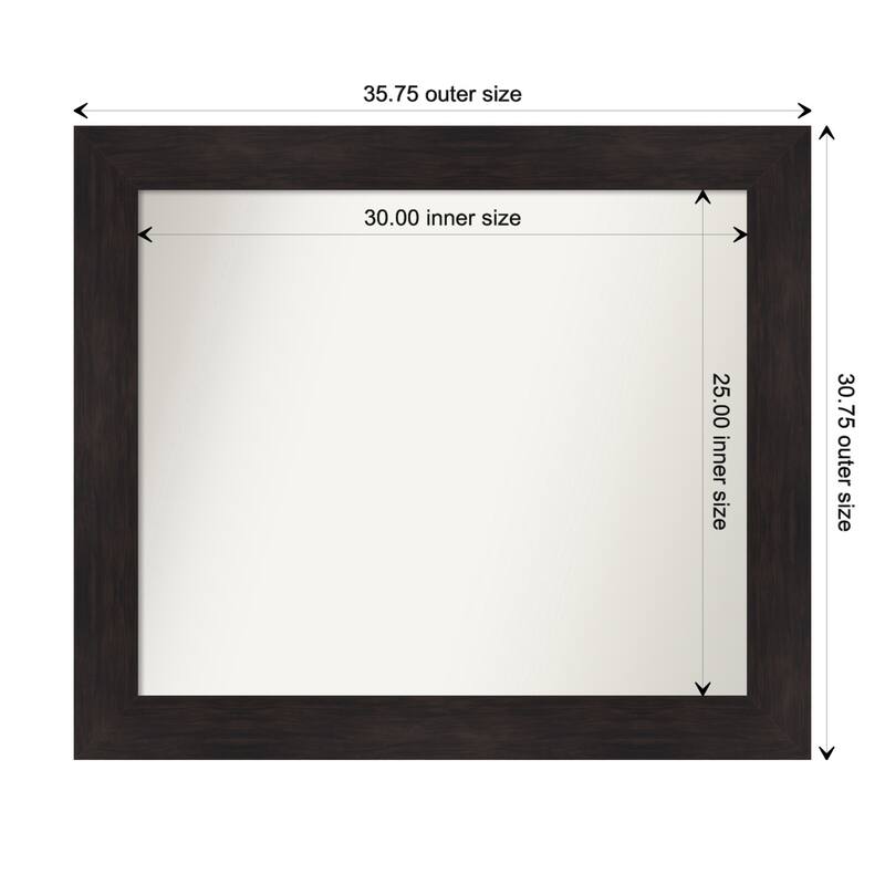 Furniture Espresso Framed Non-Beveled Custom Wall Mirror, Bathroom Vanity Mirror - Outer Size: 35.75 x 30.75