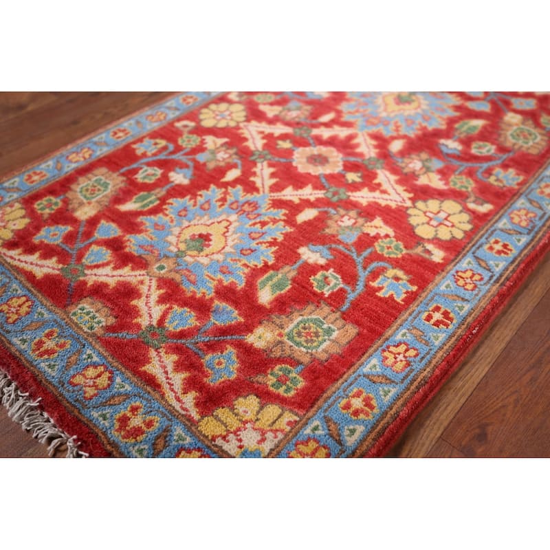 Red Kazak Foyer Rug Hand-Knotted Wool Carpet - 1'11" x 3'0"