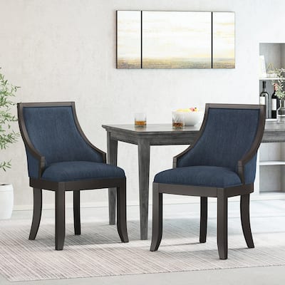 2PCS Fabric Dining Chair With Wood Frame