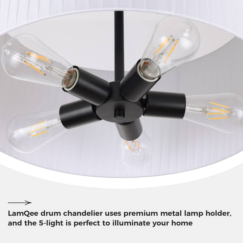 Modern 3-Light Drum Chandelier Fabric Shade Ceiling Hanging Pendant