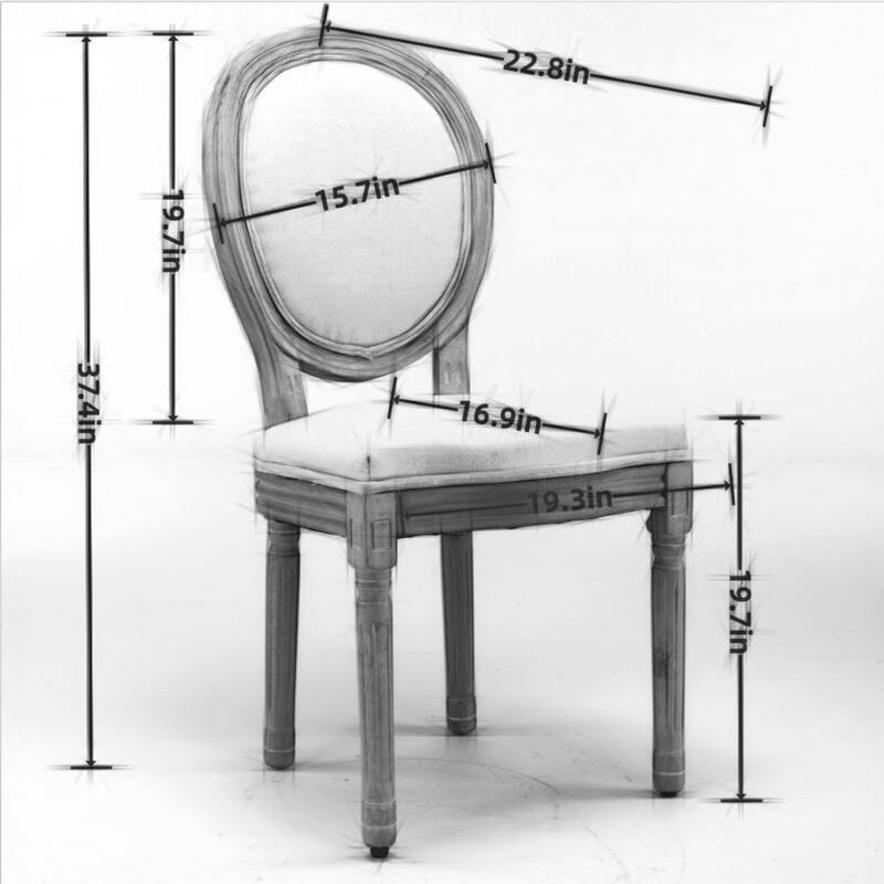 French Oval Back Dining Chair Set of 2, Exquisite Dining Chair Retro Decorative Chair Solid Wood Frame Side Chair