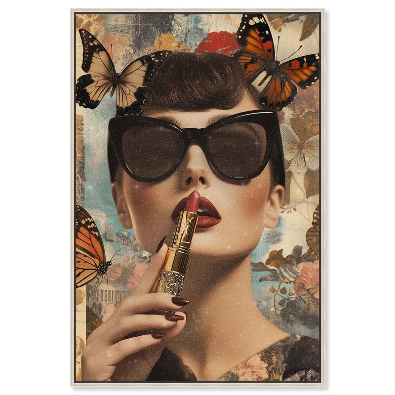 Iconic Lady Butterfly Collage II Canvas by Art Remedy - 36" x 54" - Silver