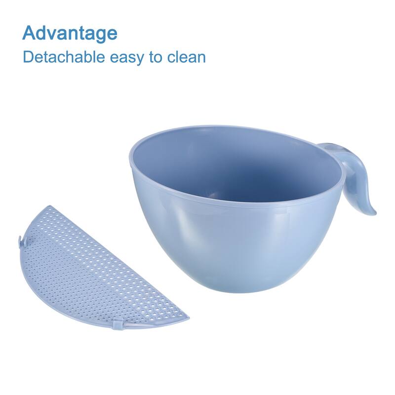 Rice Washing Bowl Drain Basket Fruit Strainer Colander With Handle - 23.5 x 19 x 11cm