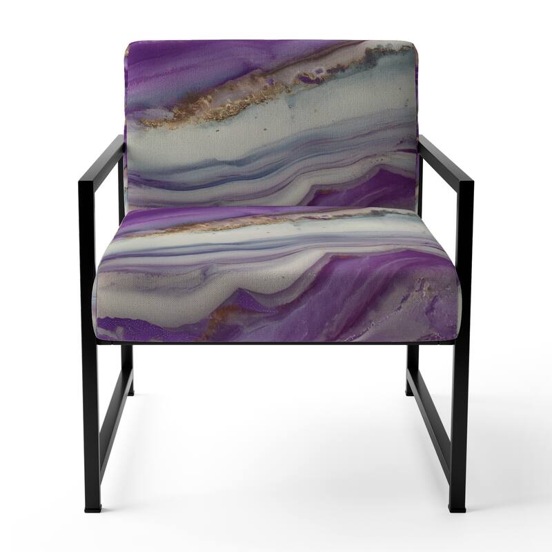 Designart "Coast Blue Sea Waves Watercolour" Upholstered Abstract Accent Chair - Modern Arm Chair For Bedroom