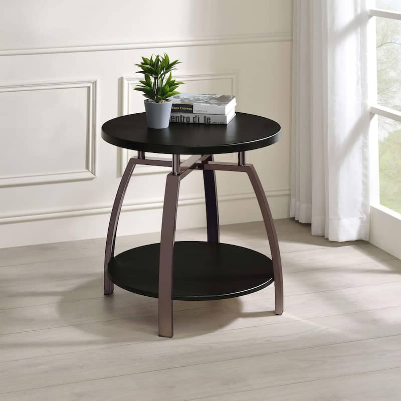 Dark Grey and Black Nickel End Table，Coffee Tables，Plant Stands - Dark Gray+Black