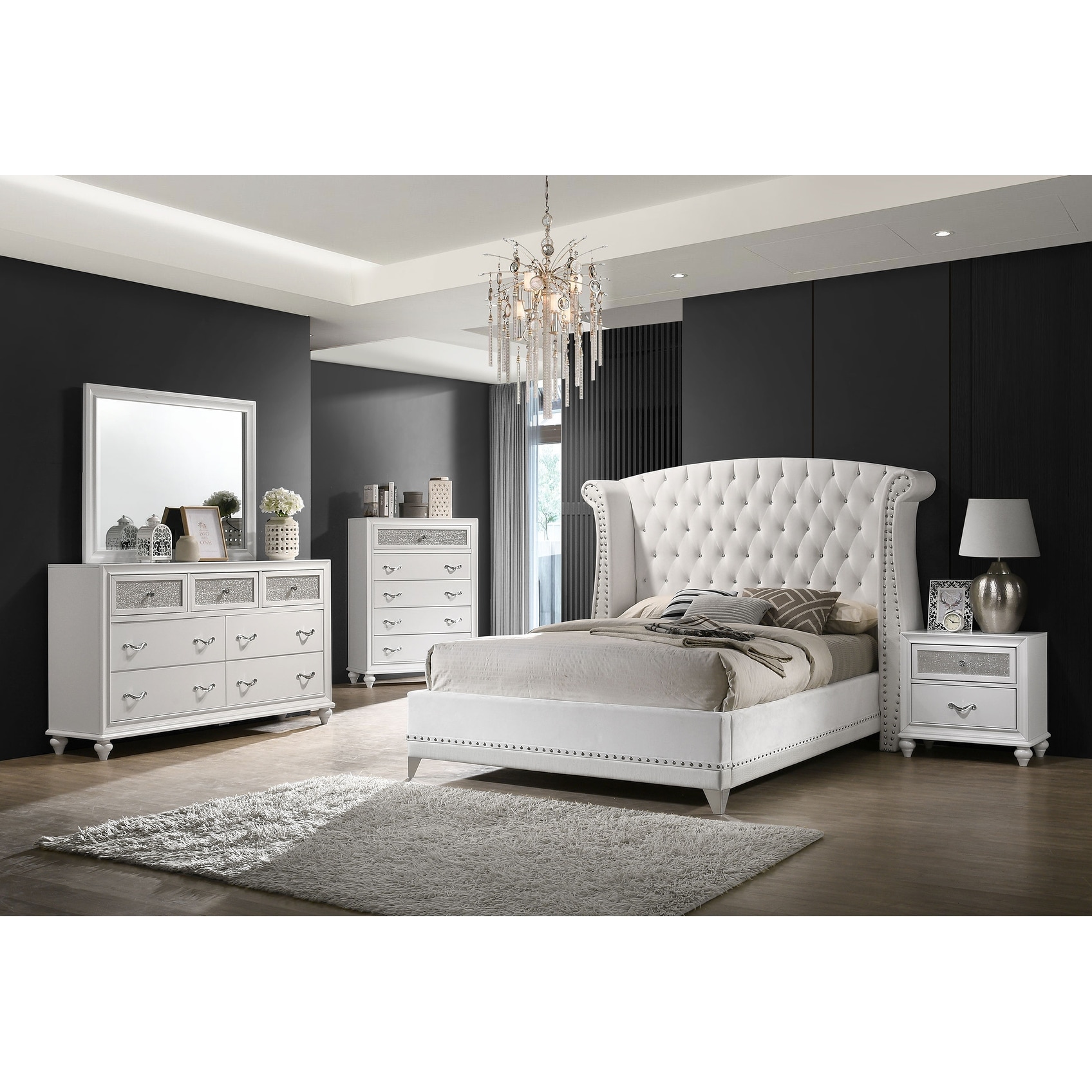 White glam 2025 bedroom set