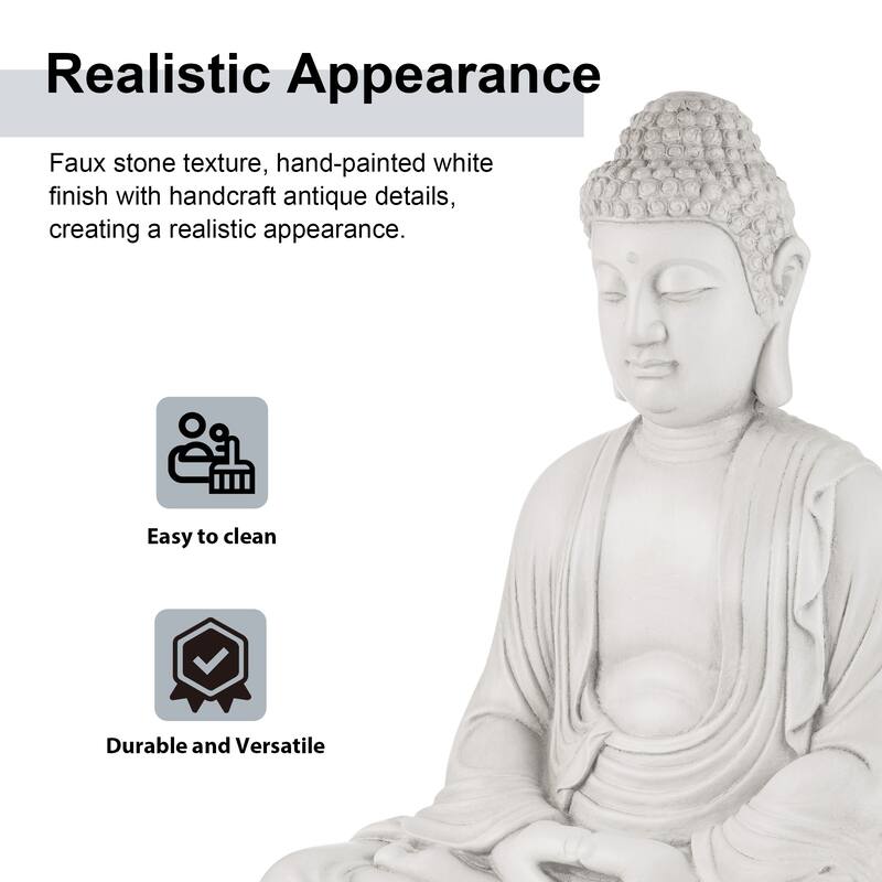 Glitzhome Zen-Style MgO Meditating Garden Buddha Statues Monk Sculpture Indoor Outdoor