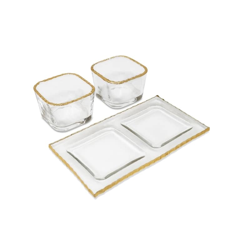 Bowl Relish Dish on Tray with Gold Rim