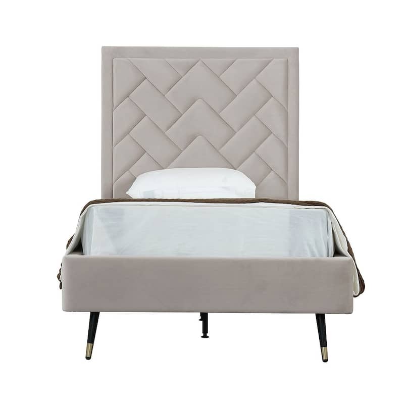 Manhattan Comfort Crosby Modern Velvet Upholstered Bed