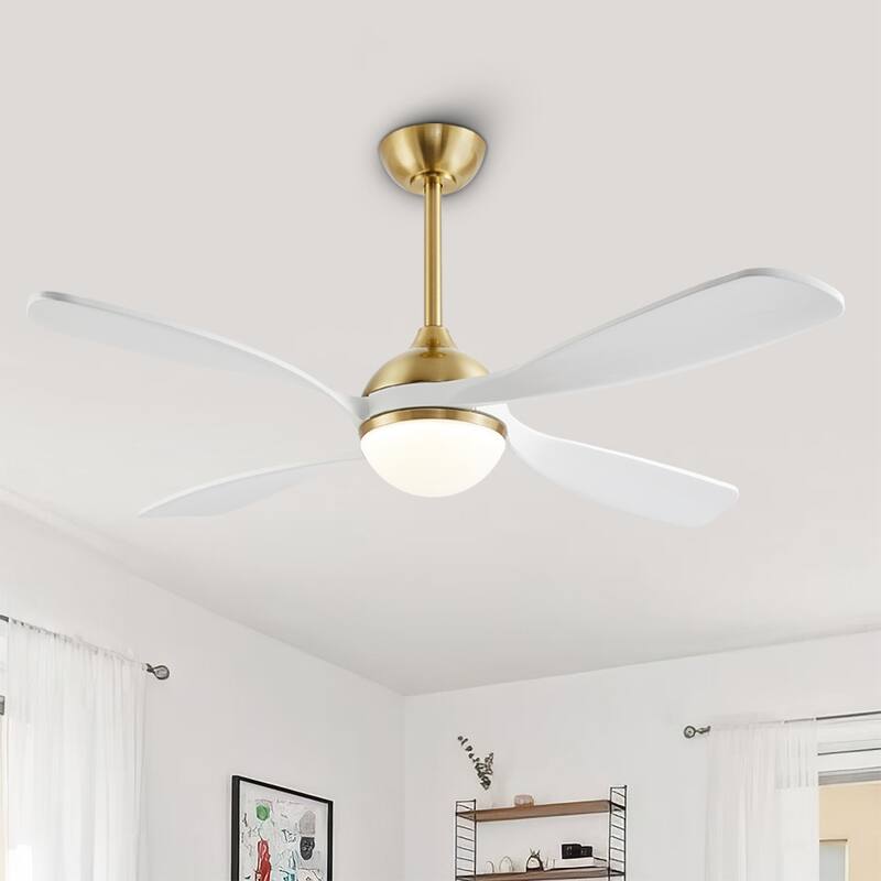 MLiAN 54 inch 4 Soild Wood Blades Smart LED Ceiling Fan with Remote - 54"