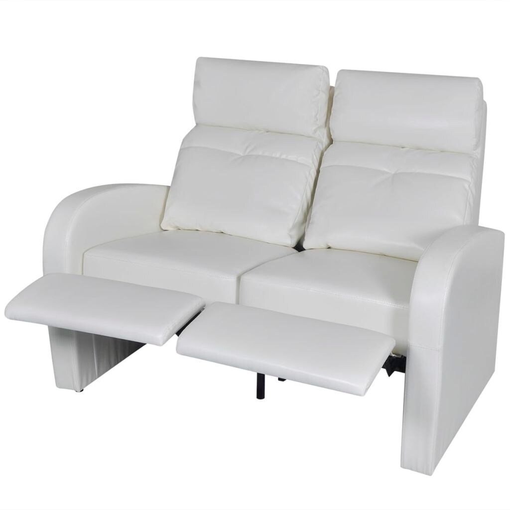 Home Theater 2 Seat Recliner White Artificial Leather Lounge Movie Cinema Seats