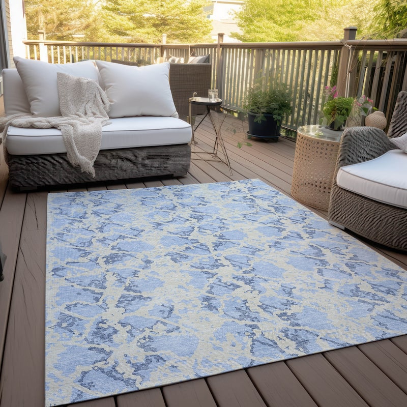 Machine Washable Indoor/ Outdoor Abstract Modern Chantille Rug