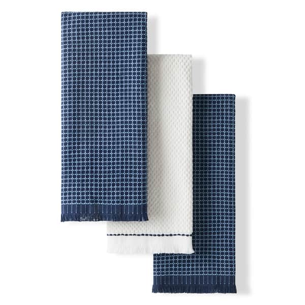 slide 2 of 70, KITCHENAID Gourmet Series Gridlines Kitchen Towels 3-Pack Set, 100% Cotton Absorbent - 18"x28" Ink Blue