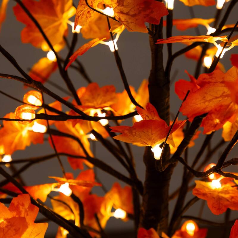Pre-Lit Maple Minimalist Artificial Fall Tree - 5' - Warm White LED Lights