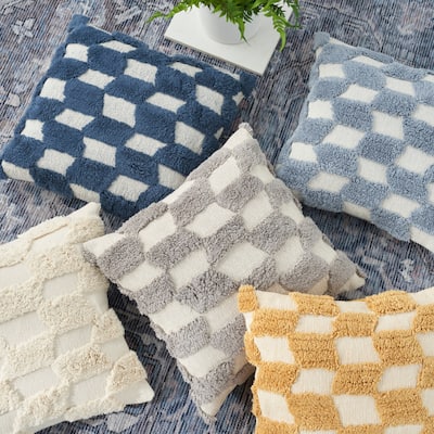 57 Grand by Nicole Curtis Textured Geometric Indoor Throw Pillow , ( 18"X18" )