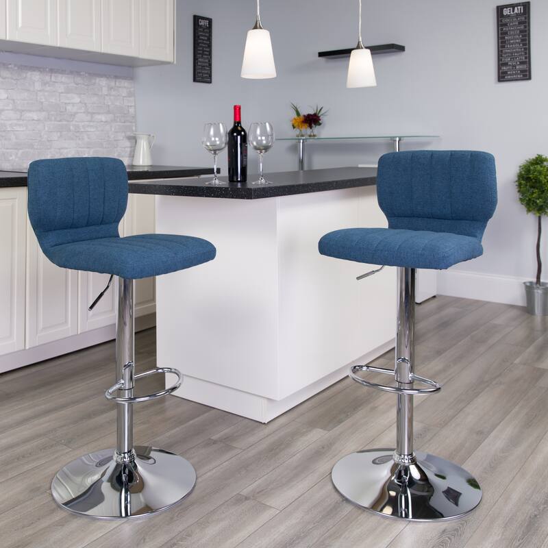 Contemporary Chrome Adjustable Bar Stool - 16.5"W x 19"D x 34.5" - 43"H