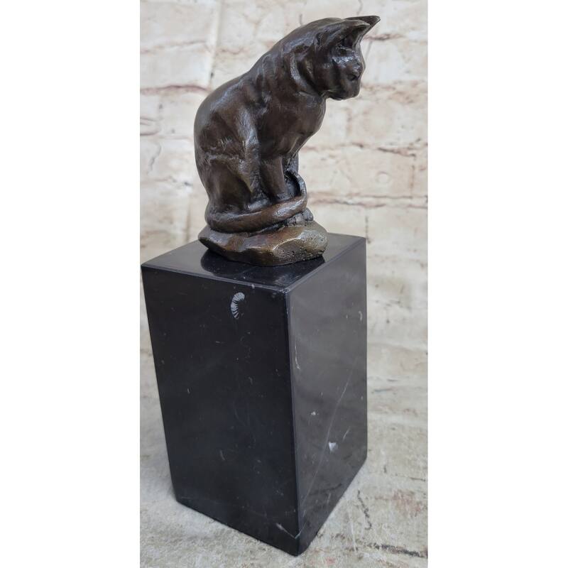 Signed Original House Imitative Cat Hot Cast Bronze Statue Sculpture Figurine Home Decor