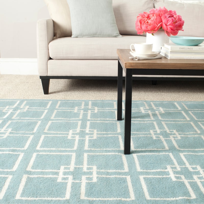 Martha Stewart by SAFAVIEH Square Dance Wool/ Banana Silk Rug - 4' x 6' - Geyser Blue