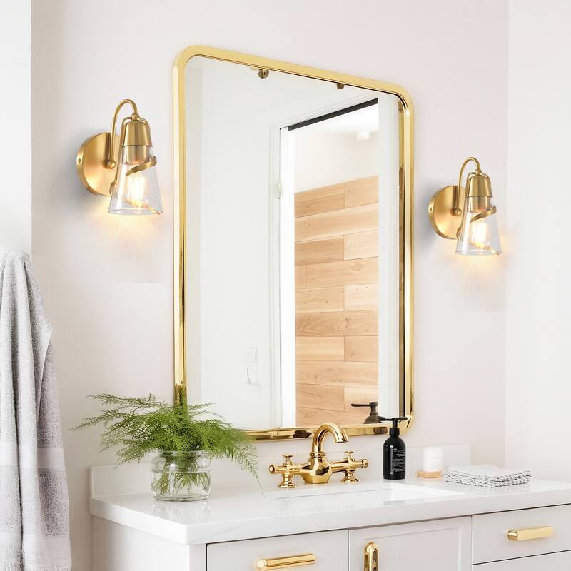 Parrot Uncle 5" Modern Gold Seeded Glass 1-Light Wall Light Sconce