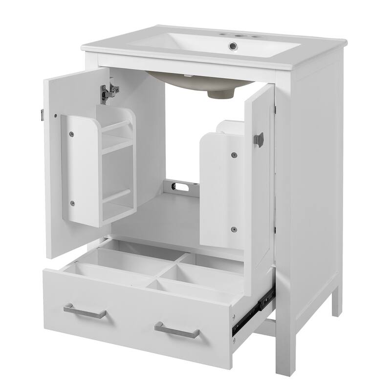 Bathroom Vanity with Sink, Multi-Functional Bathroom Cabinet, Bathroom Vanity with Door Shelf, Soft-Close Doors & 1 Drawer