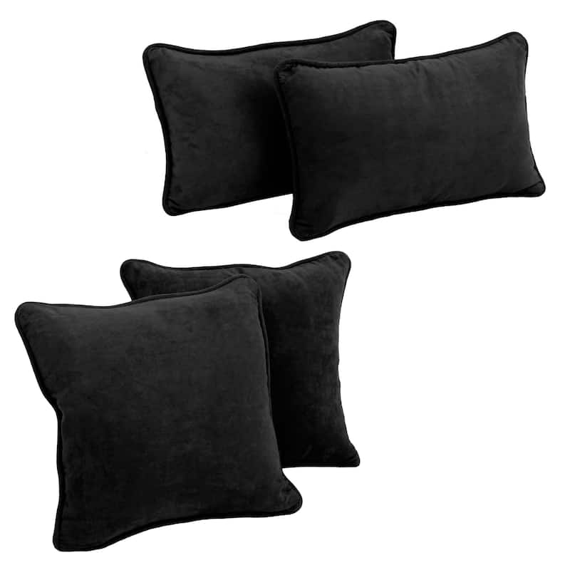 Blazing Needles Delaney Microsuede Throw Pillow Set (Set of 4) - Black