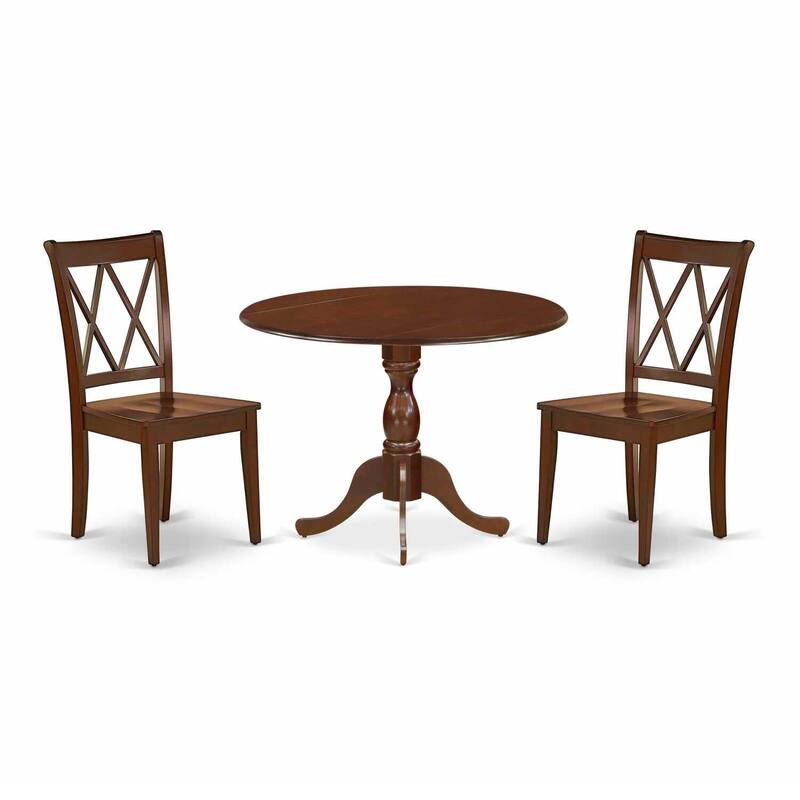 3-Piece Mahogany Finish Solid Wood Top - Dining Room Set - Seats 4