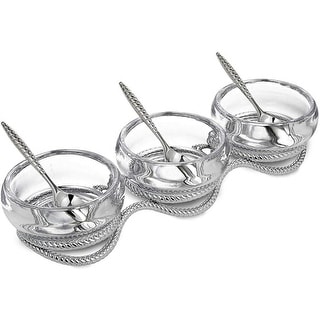 Braid Collection Triple Bowl Condiment Set with Spoons - Bed Bath ...