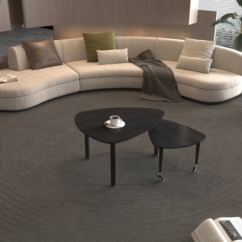 Rotating Coffee Table with Storage, 360° Swivel Modern Cocktail Table, Solid Wood Legs & Easy Assembly