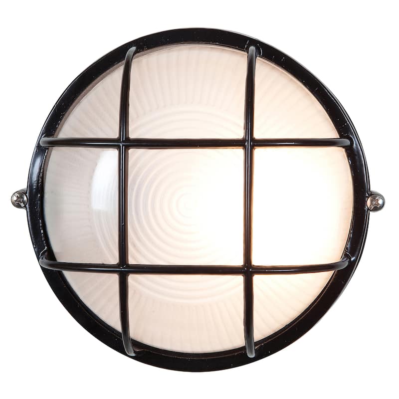 Access Lighting Nauticis Dual Mount - Round 10" Wet Location Bulkhead - Frosted Glass Shade - Black, Frosted Glass Shade