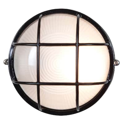 Access Lighting Nauticus - Round 10" Wet Location Bulkhead - Black Finish - Frosted Glass Shade