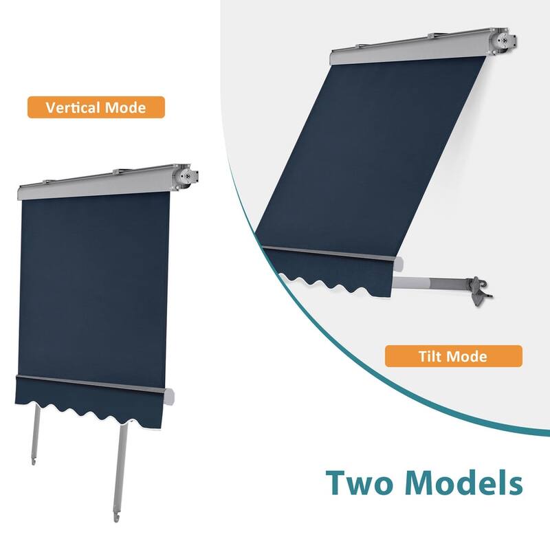 MCombo Patio Window Awnings 5'x8', Fully Assembled Manual Retractable Sunshade Canopy for Windows, 4137