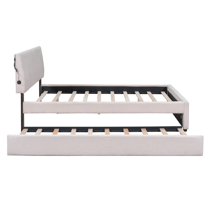 Upholstered Platform Bed with Trundle