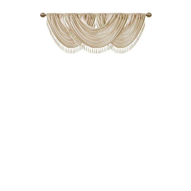 Madison Park Juline Faux Silk Waterfall Embellished Valance - 38 x 46"