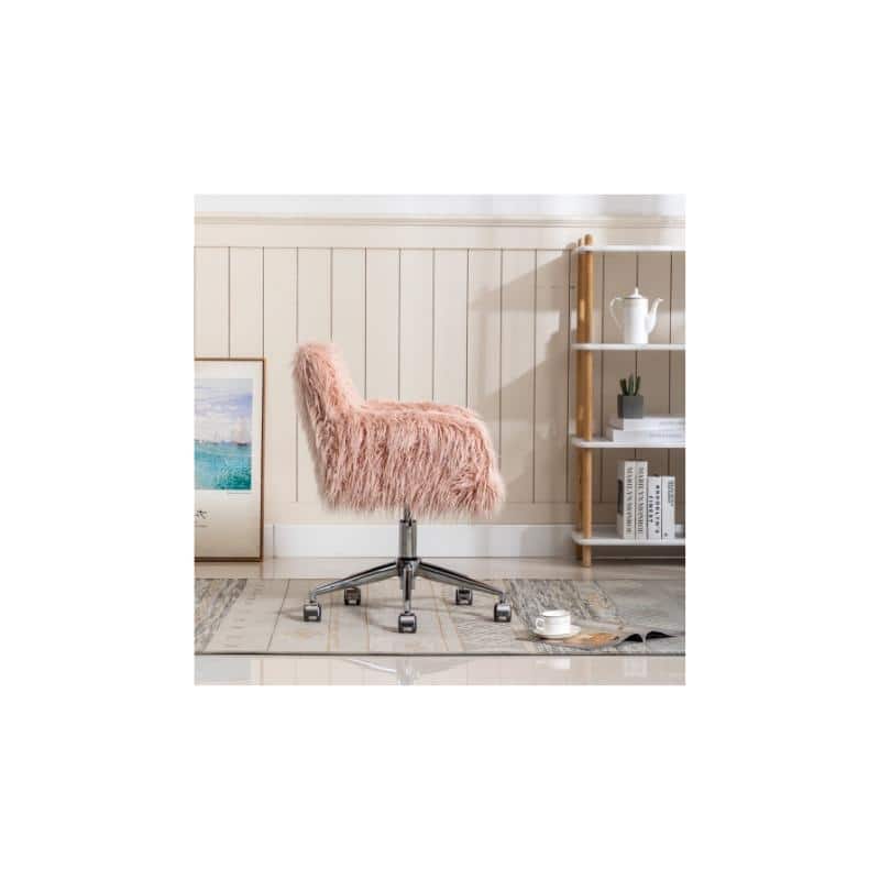Modern Faux fur home office chair in Pink