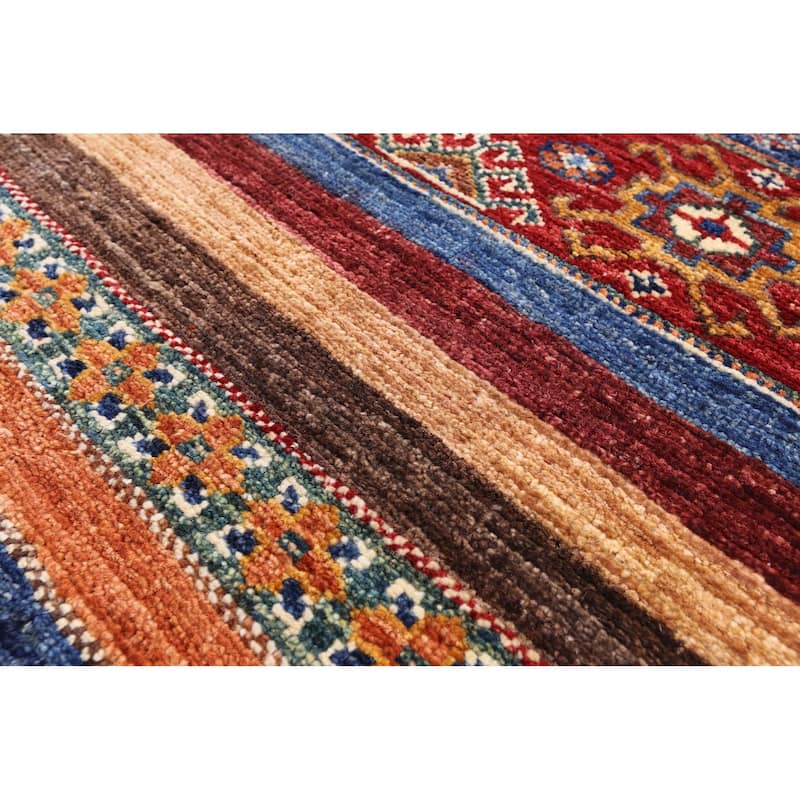Golden Nile Khorjin Persian Gabbeh Hand Knotted Wool Rug - 2' 8" X 3' 11"