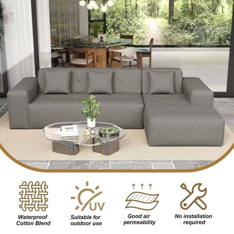 Casual Outdoor Oversized Sectional Sofa Loveseat Chaise Set